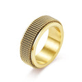 Fashion Men's Jewelry Stainless Steel Woven Mesh Belt Rotating Ring to Alleviate Anxiety Rotating Ring