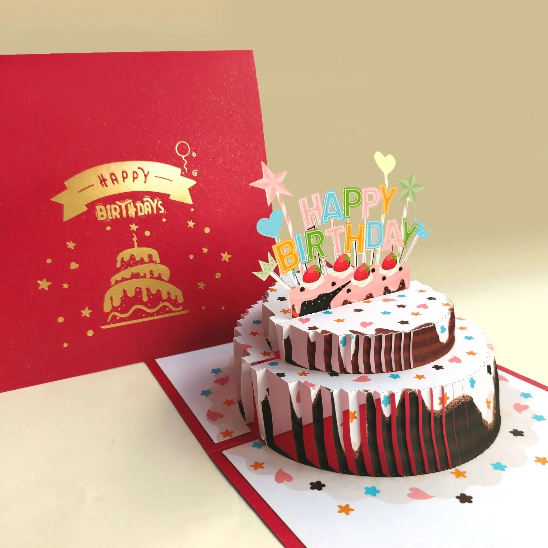 3d Pop up Happy Birthday Cards for Girl Kids 3d Birthday Cake Pop-up Greeting Cards Postcards Gifts With Envelope