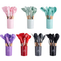 Wooden Handle Kitchen AccessoriesTool Food Grade 12  in 1 Set Kitchen Cookware Utensils Silicone Kitchenware Set