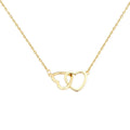 AA00592 Delicate Luxury Gold Plated Thin Link Chain Choker Necklace Never Fade Double Heart Stainless Steel Necklace Gift