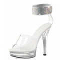 Silver 13 cm Transparent Platform Leaky Toe Banquet Party High Heels Pole Dance Striptease Shoes Model Walk Show Fashion Sandals