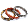 Hot Handmade Jewelry 20*13MM Natural Tiger Eye Silver Obsidian Bamboo Shape Stone Beads Energy Bracelet Bangles for Women Men