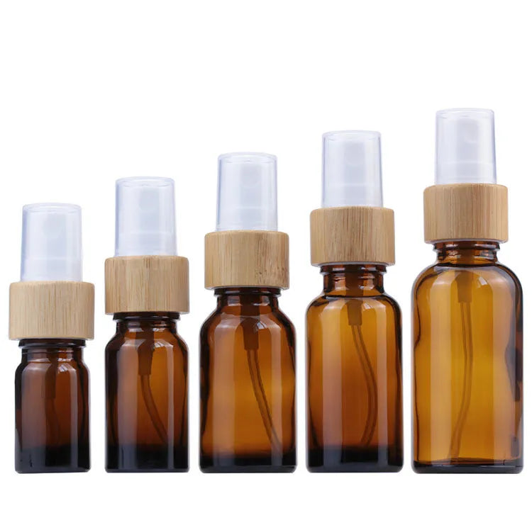 High-end Empty 5ml 10ml 15ml 20ml 30ml 50ml 100ml Glass Spray Bottles with Bamboo Caps