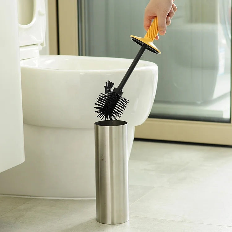 Soft TPR Standing Silicone Toilet Brush for Bathroom Cleaning With Holder Set With Bathroom Toilet Brush Holder