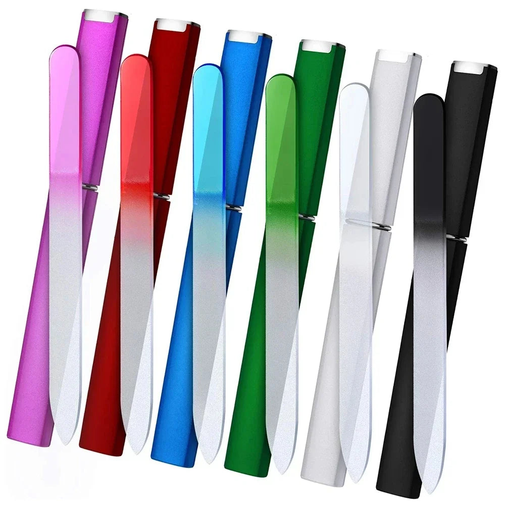 Colored Crystal Glass Nail File Polished Manicure Tools Sandblasted Glass Nail File Set Available on Both Sides