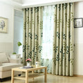 Curtain Ready Made American Pastoral Style Green Leaf Grommet Blackout Printing Curtain for Living Room