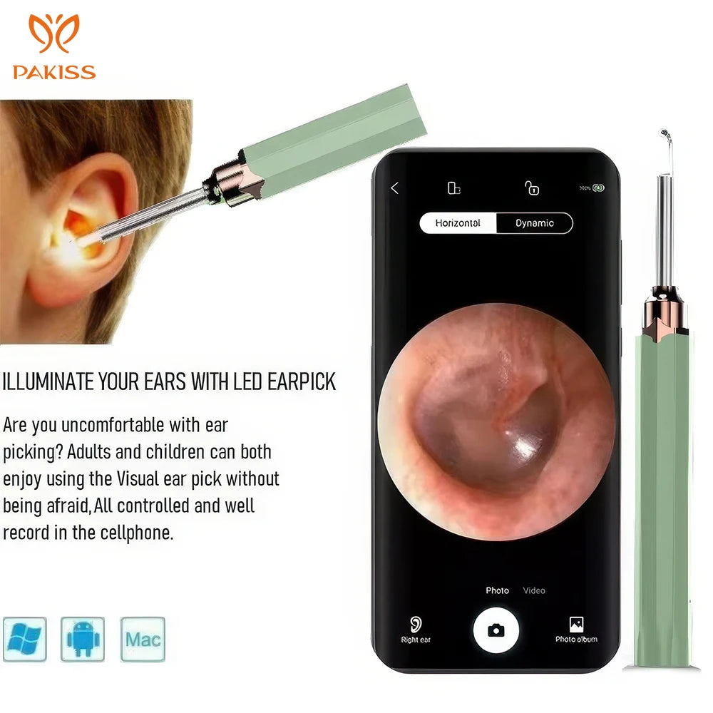 Smart Kit Built-in Apps Visual Ear Cleaner With Camera Wireless Otoscope Waterproof Digital Endoscope Ear Wax Removal Kit