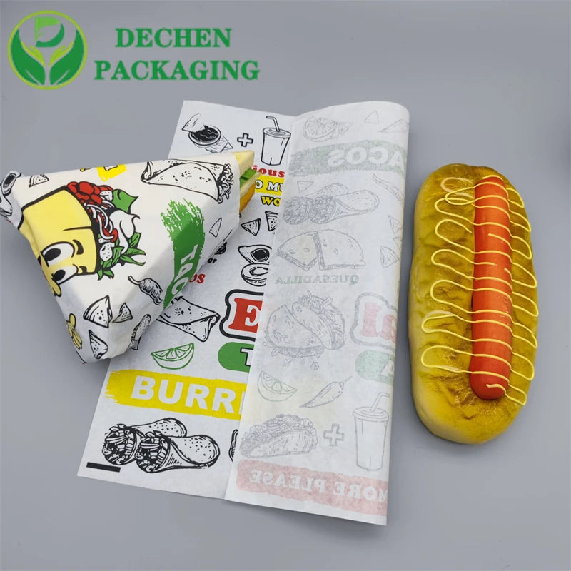 Shawarma Wrap Paper Food Grade Coated Single Side Custom Sandwich Wrapping Paper Design