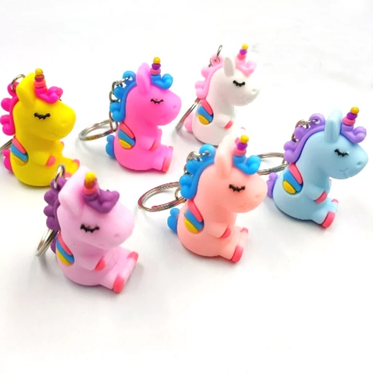 Lovely Gift for Girls Bag Accessory PVC unicorn Keychain