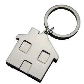 Metal Key Chain Cheap Custom Logo Key Ring Blank Metal House Shaped Keychain