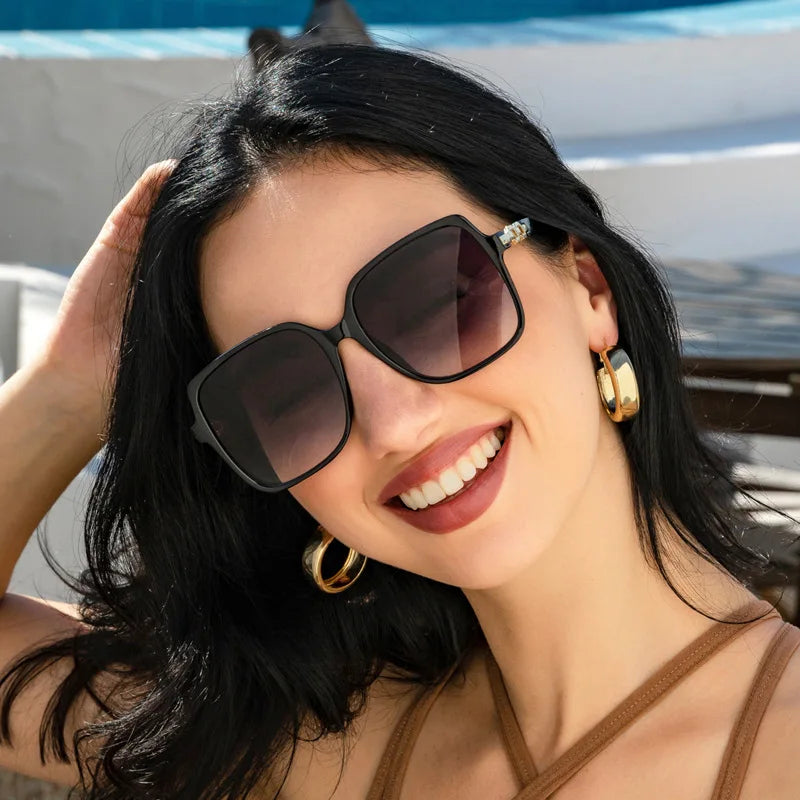 Vintage Adults Women PC Big Oversized Square Frames UV400 Sunglasses CROESUS S21311 High Quality CE Certified
