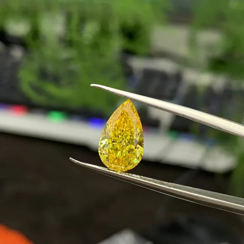 Goldleaf 3.37ct Fancy Vivid Orangy Yellow Pear Shape Lab Diamond IGI Certified HPHT Grown Loose Diamonds