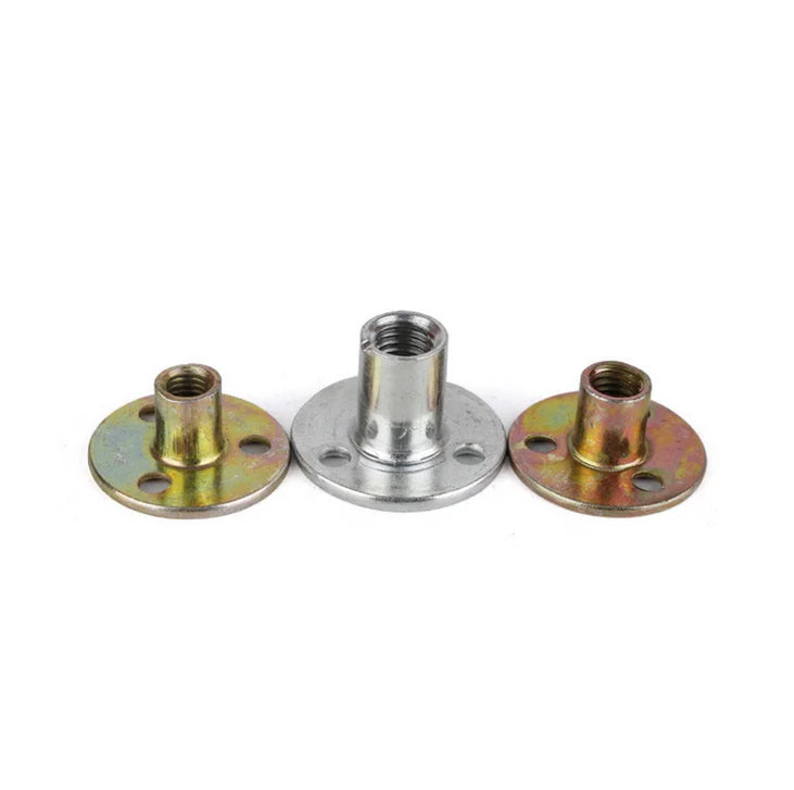 M6 #8 X 32 M8 M12 Brad Hole Tee Nut Zinc-plated Three Hole Round Base T Nut Furniture Hardware Flange Insert Female Thread