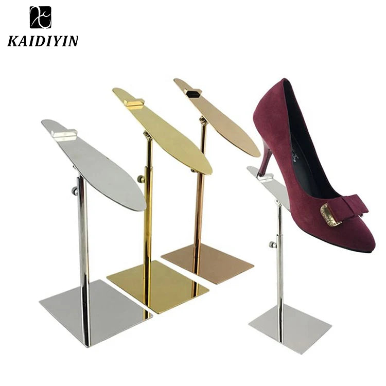 Height Adjustable Display Stand Modern Style Foldable and Portable Stainless Steel Shoe Display Rack for Store Counters