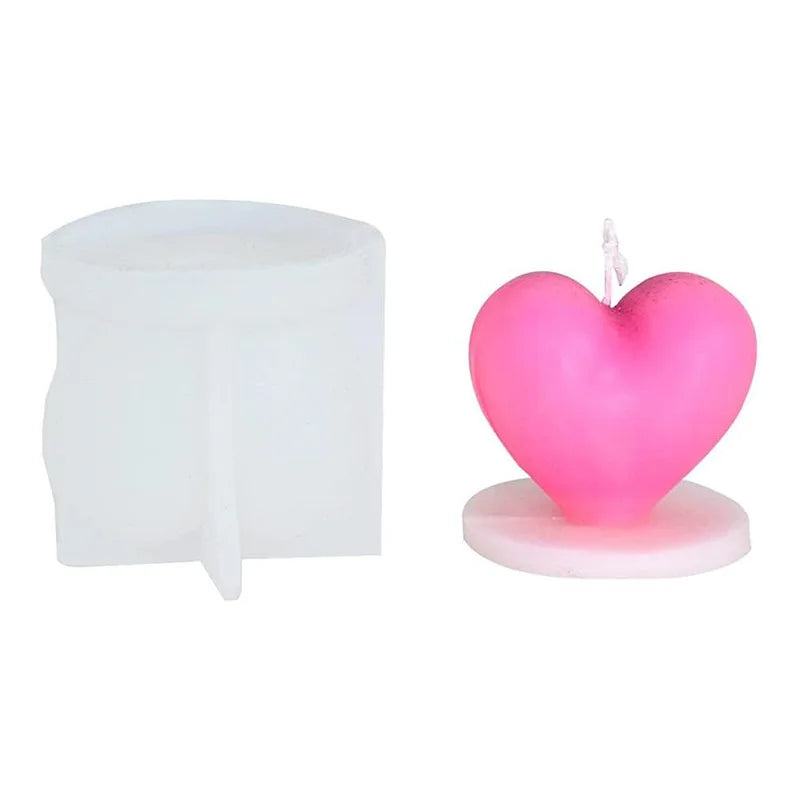 3D Heart Shape Love Custom Silicone Resin Candle Mold DIY Aromatherapy Scented Wax Handmade Crafts for Making Soap Cake Candle