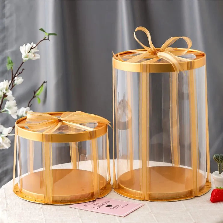 Yiwu Factory clear PET Cylindrical Cake Box for 10 Inch Cake Popular Bakery Package clear Cake Box Round