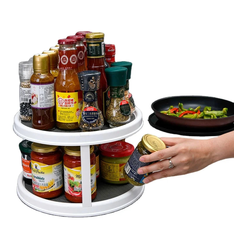 Rotating Kitchen Shelf Storage Rack Seasoning Organizer Cosmetics Storage Holders Rotating Kitchen Rack