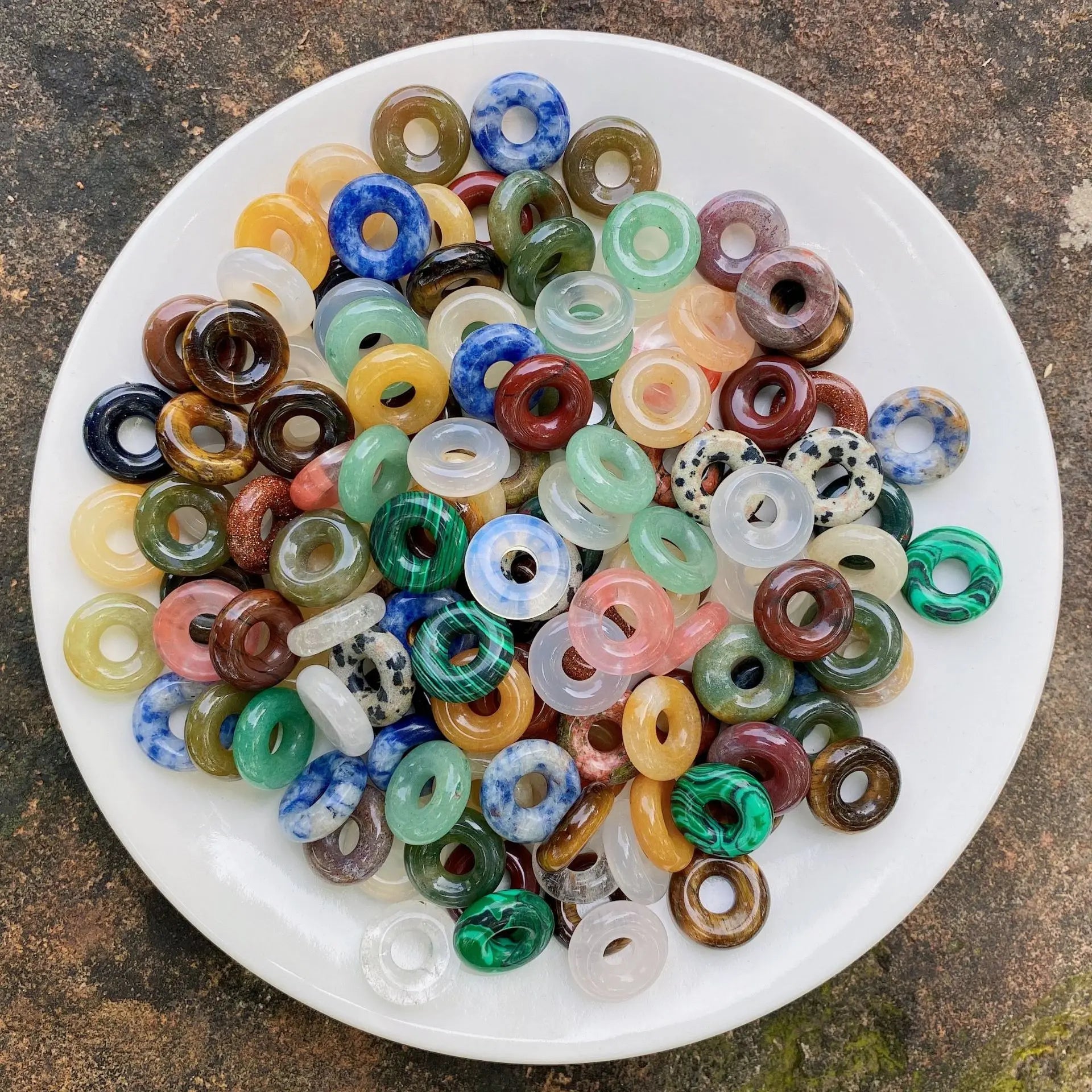15mm Jewelry Women Wholesale Gemstone Spiritual Healing Natural Stone Rondell Spacer Donut Round Pendant for Jewelry Making