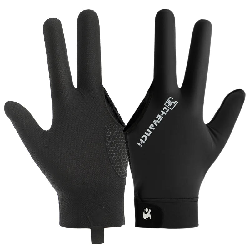 Factory Wholesale Custom High Quality Billiard Gloves Professional Pool Snooker 3 Open Fingers Gloves Fit Left Hand for Men