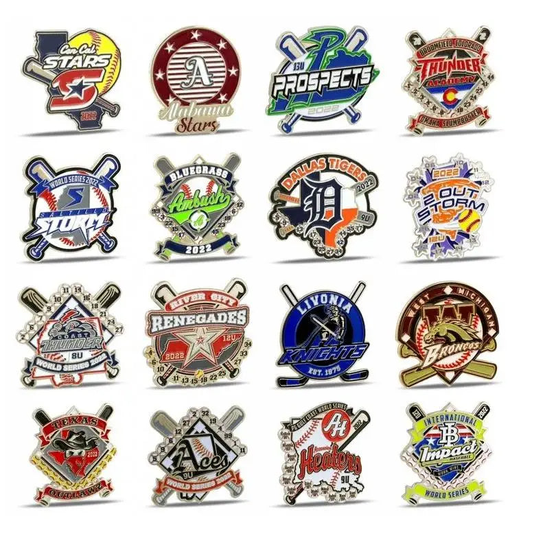 Manufacturer Custom Sport Design Club Logo Black Nickel Metal Badges Stamping Soft Enamel Trading Baseball Pins