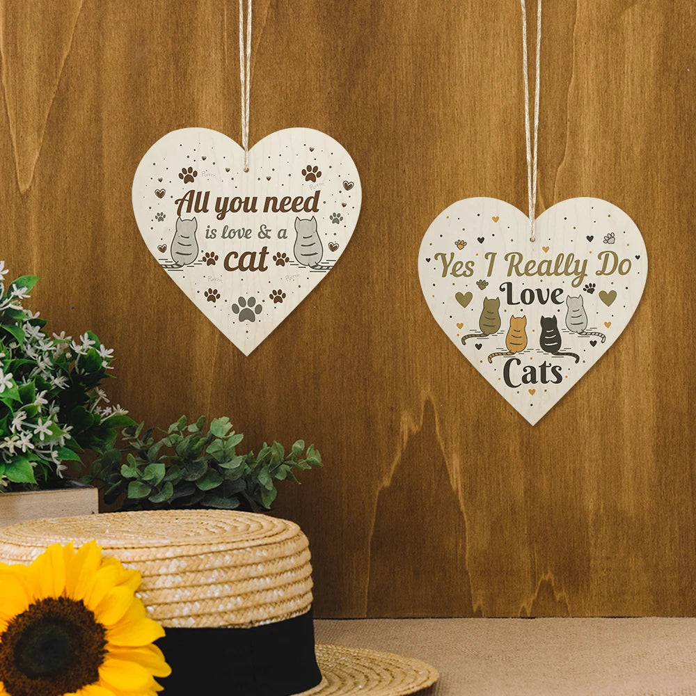 Heart Shaped Cat Lover Wooden Wall Hanging Dog Inspired Heart Wall Ornament for Pet Lovers