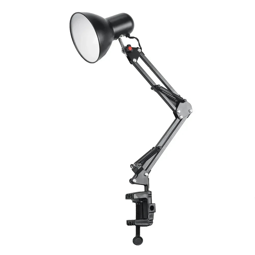Swing Arm Metal Desk Lamp with Clamp Adjustable Goose Neck Architect Eye-Caring Reading for Home Office