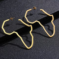 Fashion Non Tarnish 18K Gold Plated 316L Stainless Steel Hoop African Map Stud Earring Jewelry for Women