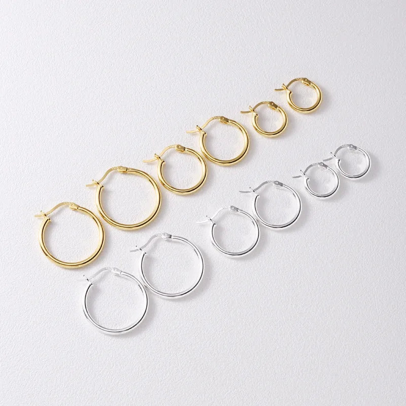 JOYFFO Lightweight 925 Sterling Silver Hoop Earrings 14K Gold Plated Post for Women Fashionable Gold Hoop Jewelry