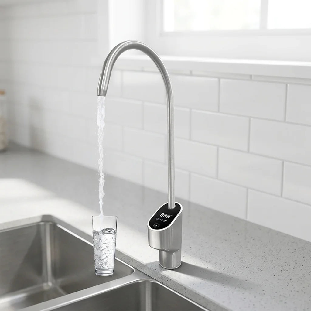 YenvQee Smart Touch Kitchen TDS Faucet Household Instant Tankless Electric Water Filter with Display Intelligent Pull Out Design