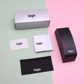 Custom Logo Luxury Popular Black Leather Glasses Packaging Box Silvery Sunglasses Case Set Eyeglasses Case & Bag