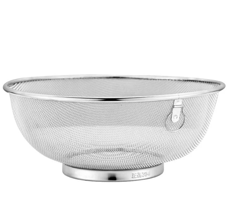 Colander Stainless Steel Strainer Kitchen Food Flour Sieve Vegetable Fruit Washing Metal Type Over The Sink Drain Basket