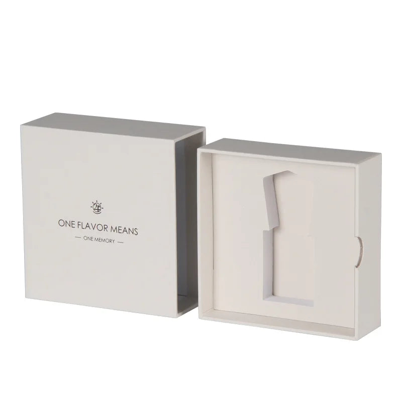 Factory Slide Rigid Cardboard Drawer Slide 2 Piece Chipboard Perfume Packaging Box Embossing UV Coating Recycled Materials