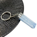 HZ Hottest Product Rectangular Electroplated Edging Hanging Chain of Natural Raw Mineral Crystal Key Ring Blue Gypsum Stone Key Cha