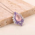 C9386 Abiding Custom Jewellery Big Stone Unique Designs China Natural Rose Quartz Gems Solid 925 Silver Pendant