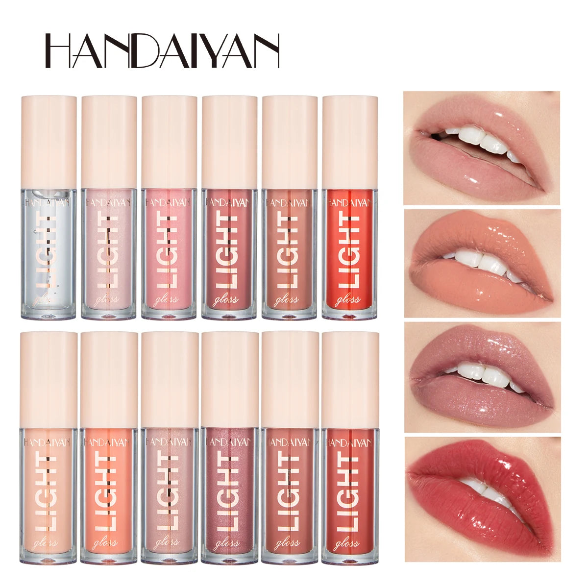 HANDAIYAN 12 Color Moisturizing Pearlescent Lip Gloss Mirror Lip Glaze Liquid Lip Gloss