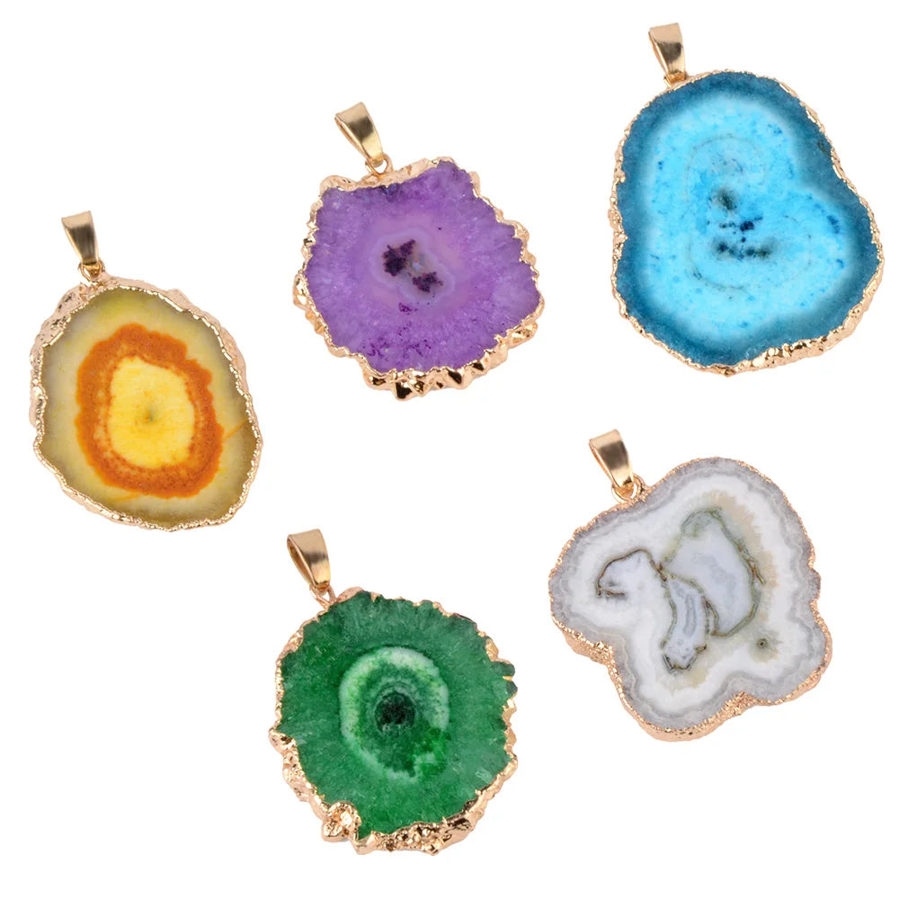 Chanfar Boho Natural Druzy Quartz Clusters Agate Gem Stone Geode Slices Connector Charms Pendants for Jewelry Making MegaBDM