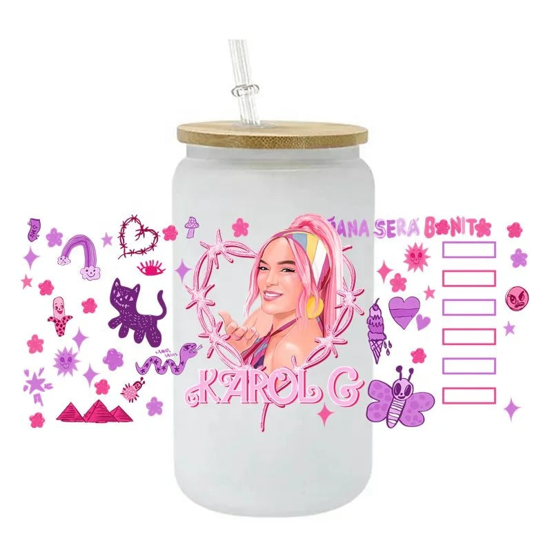 92+ Styles 16OZ Manana Sera Bonito Karol G 3D UV DTF Cup Wrap Transfers Stickers for Glass Tumbler Sublimation Wrap