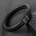 Yitenong Men's Vintage Handmade Braided Leather Bracelet New Arrival Black Genuine Leather Fashion Charm Bracelet