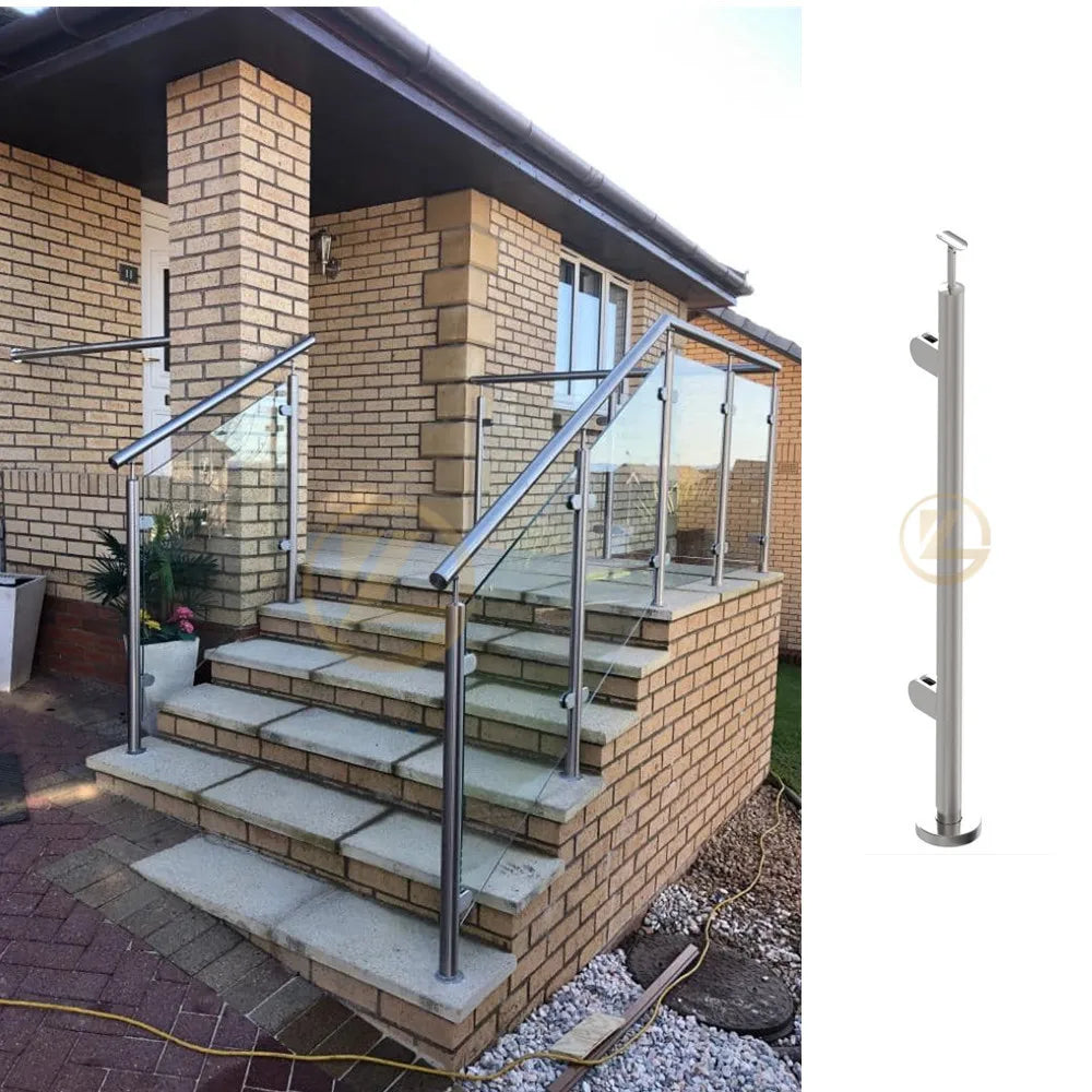 YL METAL Modern Rust-Resistant Clear Glass Balcony Railing Balustrade Satin/Mirror Finish Stainless Steel Posts Safety Fence