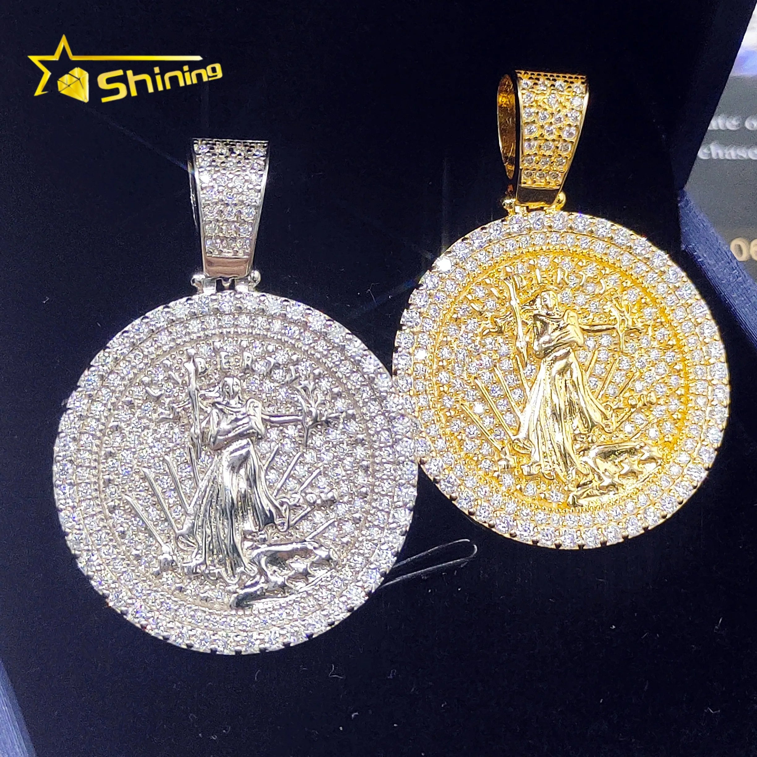 925 Sterling Silver Hip Hop Pendants GRA Certified Liberty Pendant Custom Moissanite Necklace Pendant