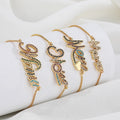 Oro Bijouterie Wholesale Cubic Zirconia 18K Gold Plated Letter Push Pull Letter Charm Fashion Jewelry Bracelets for Women