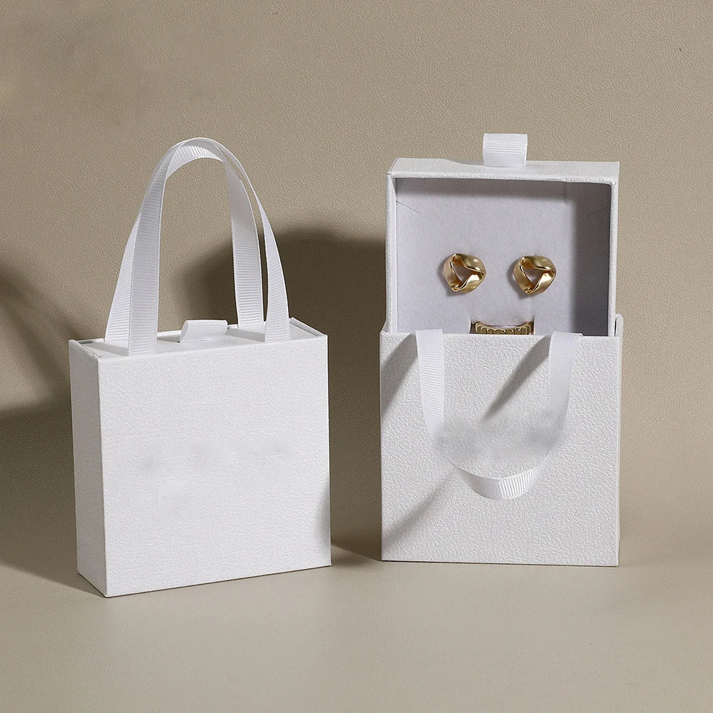 Hot Sale Customized Logo Ring Storage Drawer Jewelry Box With Ribbon Handle Gift Earring Bracelet Jewelry Packaging Jewelry Box