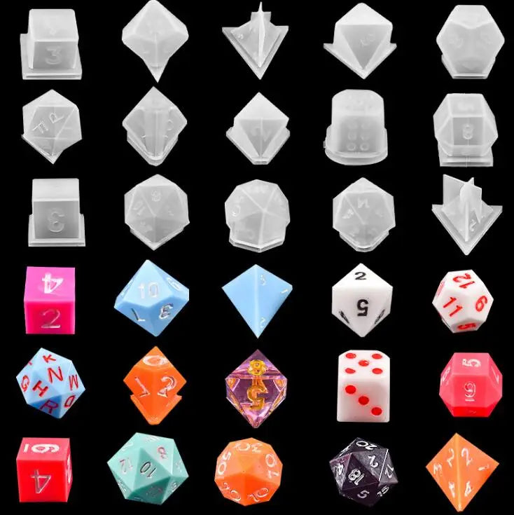 19 Styles Silicone Resin Casting Resin Dice Molds for DIY Table Games