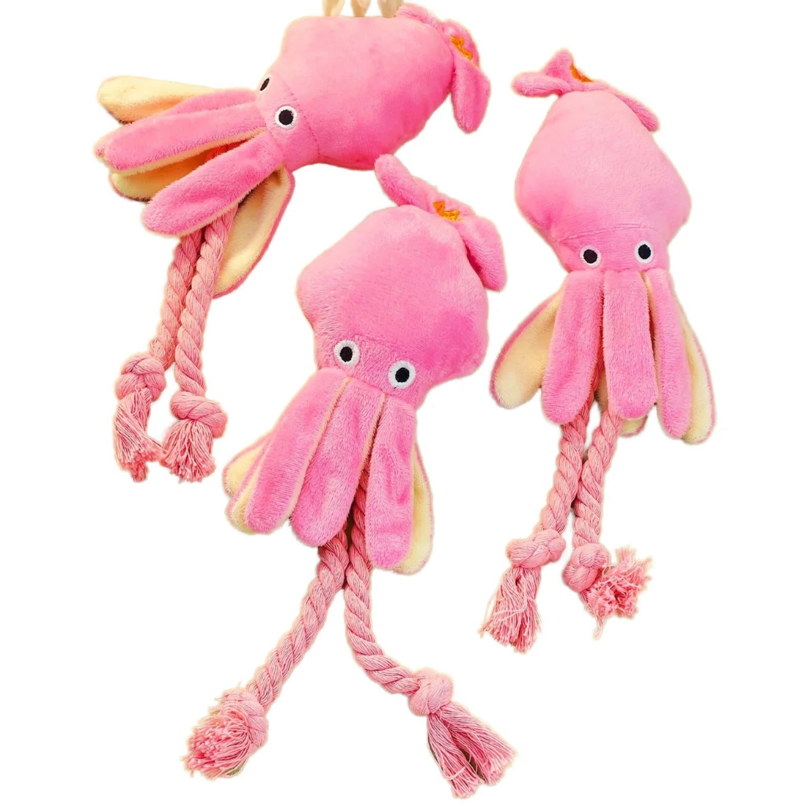 Newest Customized Octopus Shape Pet Plush Toy Sustainable Cotton Rope Dog Squeaky Chew Toy for Teeth Grinding Packaged in Bag