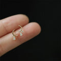 Cute 14K Gold CZ Stud Earrings 925 Sterling Silver Moon Tassel Zircon Earrings for Woman Jewelry Gift