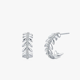Ailmay Genuine 925 Sterling Silver Elegant Leaf Clear Zircon Stud Earrings for Women Girls Party Accessories Jewelry