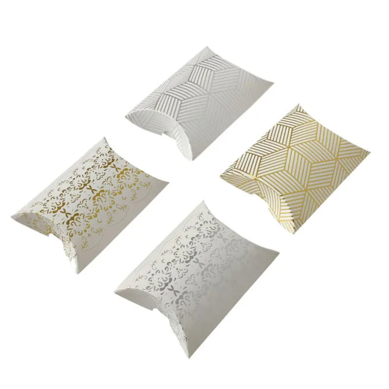 European Style Foil Stamping Pillow Shape Paper Box Wedding Favors Paper Candy Box for Gift