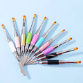 EYL Top Quality Customized Pattern Metal Handle Synthetic Hair Private Label Double Side Acrylic Poly Gel Brush for Nails