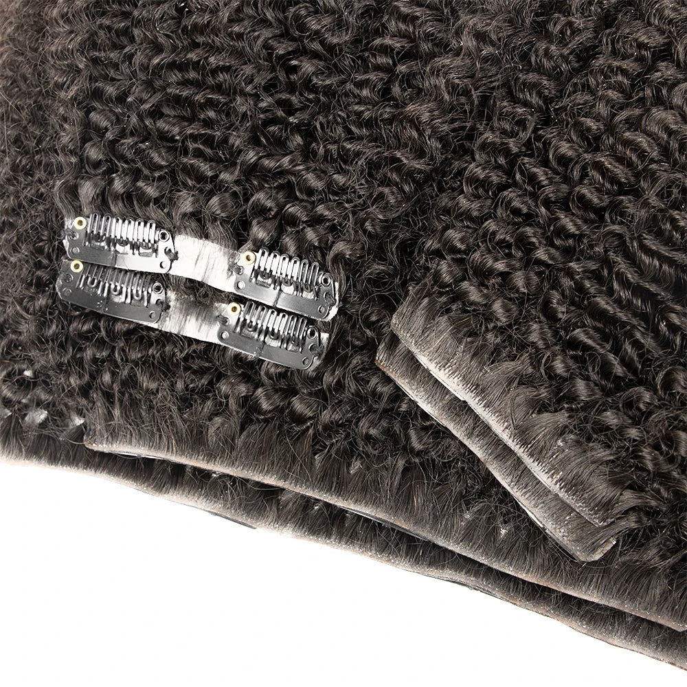 Curly Follicle Fu Sion Clip Ins 100% Human Hair Invisible Seamless Clip in Hair Extension