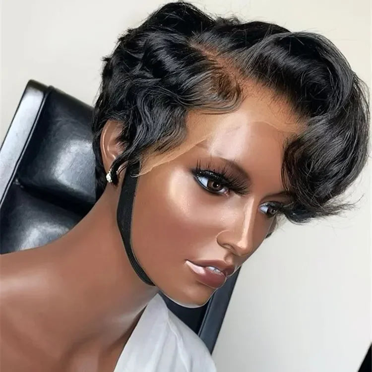 13x5x1 Lace Pixie Cut Wigs Raw Human Hair Wig Cuticle Aligned Brazilian Human Hair Short Pixie T Lace Front Wig for Black Women